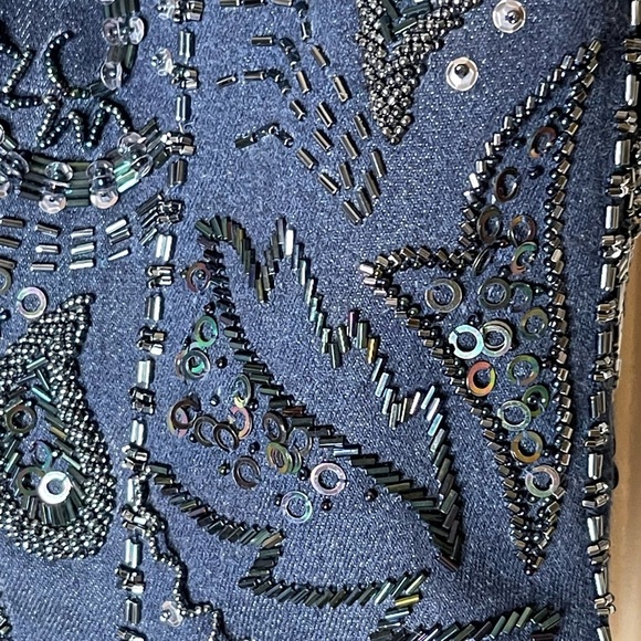 Beaded denim vintage bustier - Picture 3 of 3